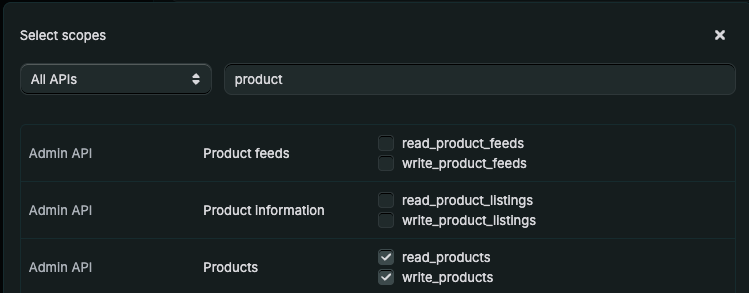 Select Products Scope