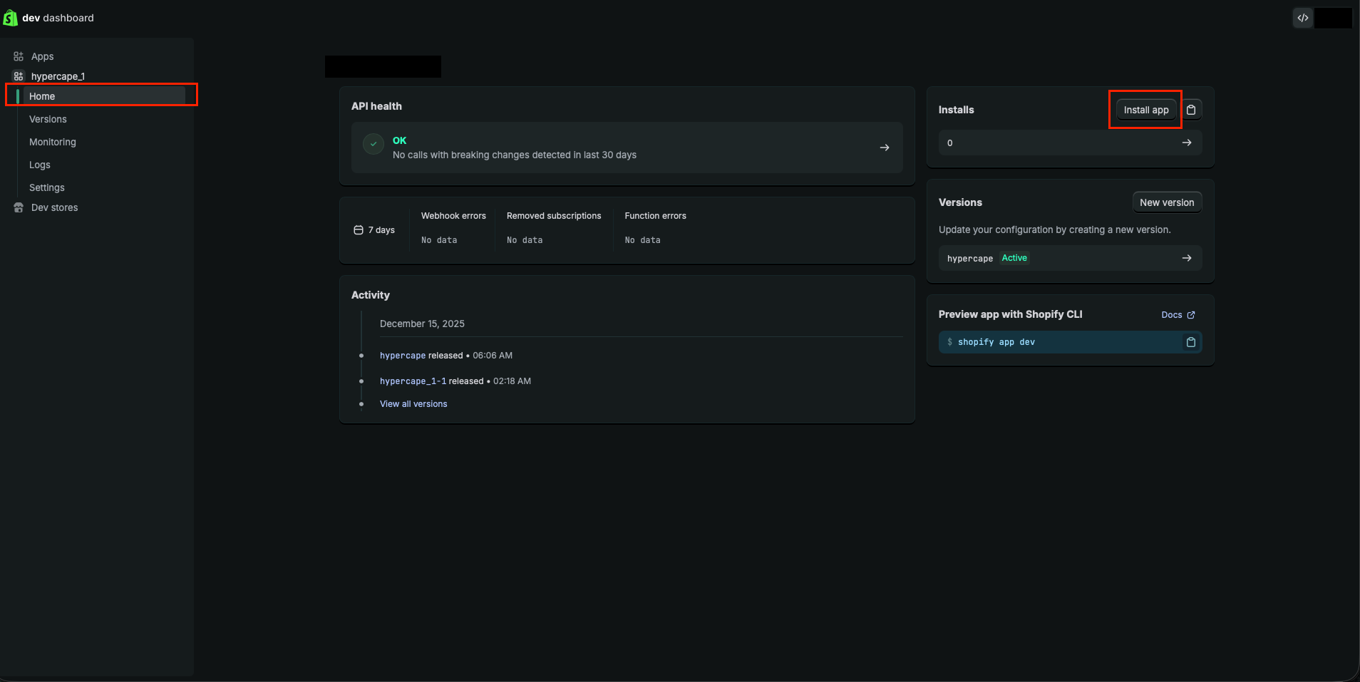 Click Install App Button