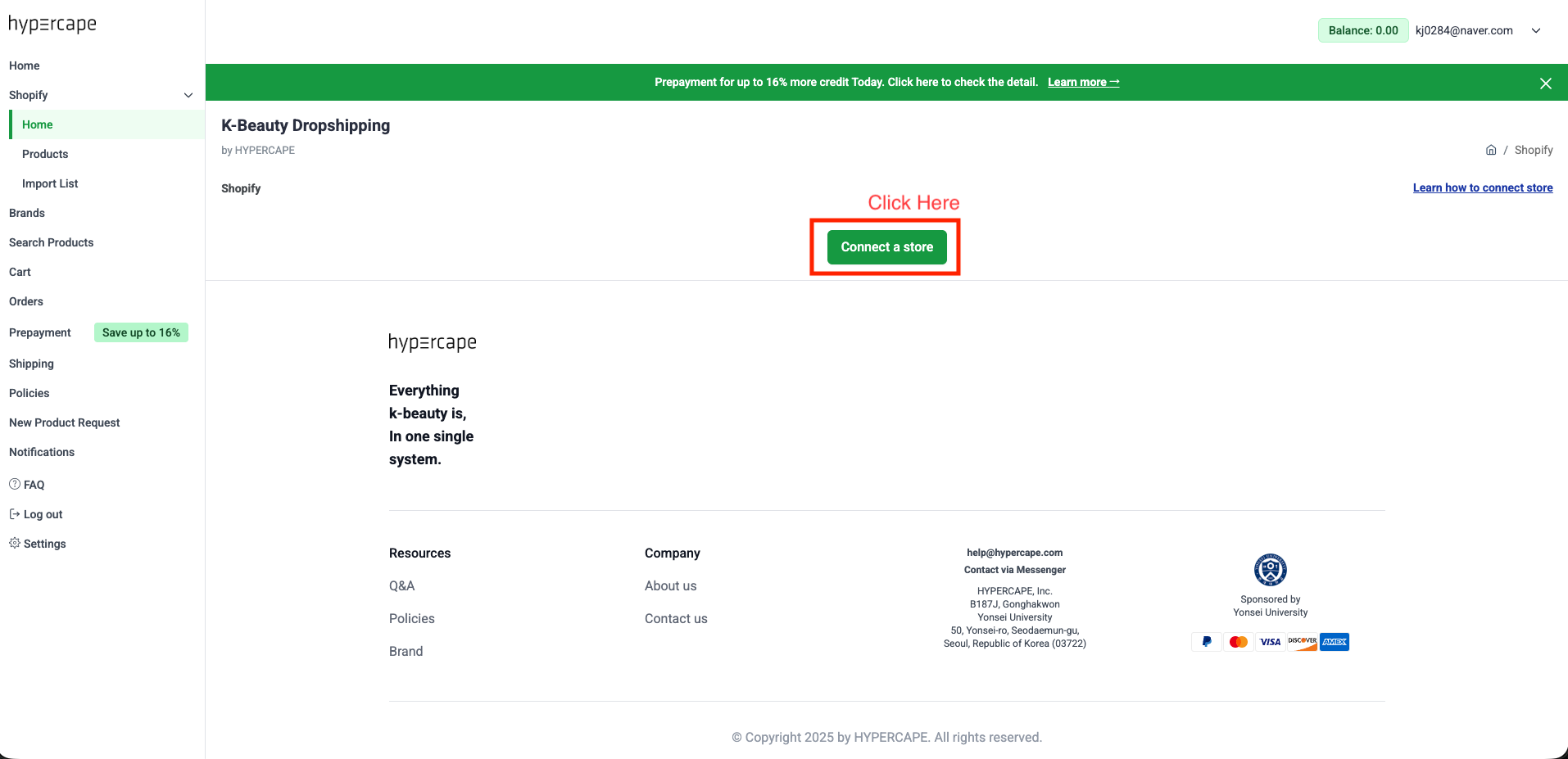 Click Connect a Store
